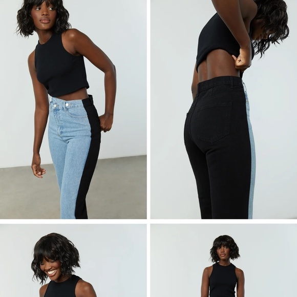 Oak + Fort • Crossover Front Two-Tone Jean - Picture 2 of 10